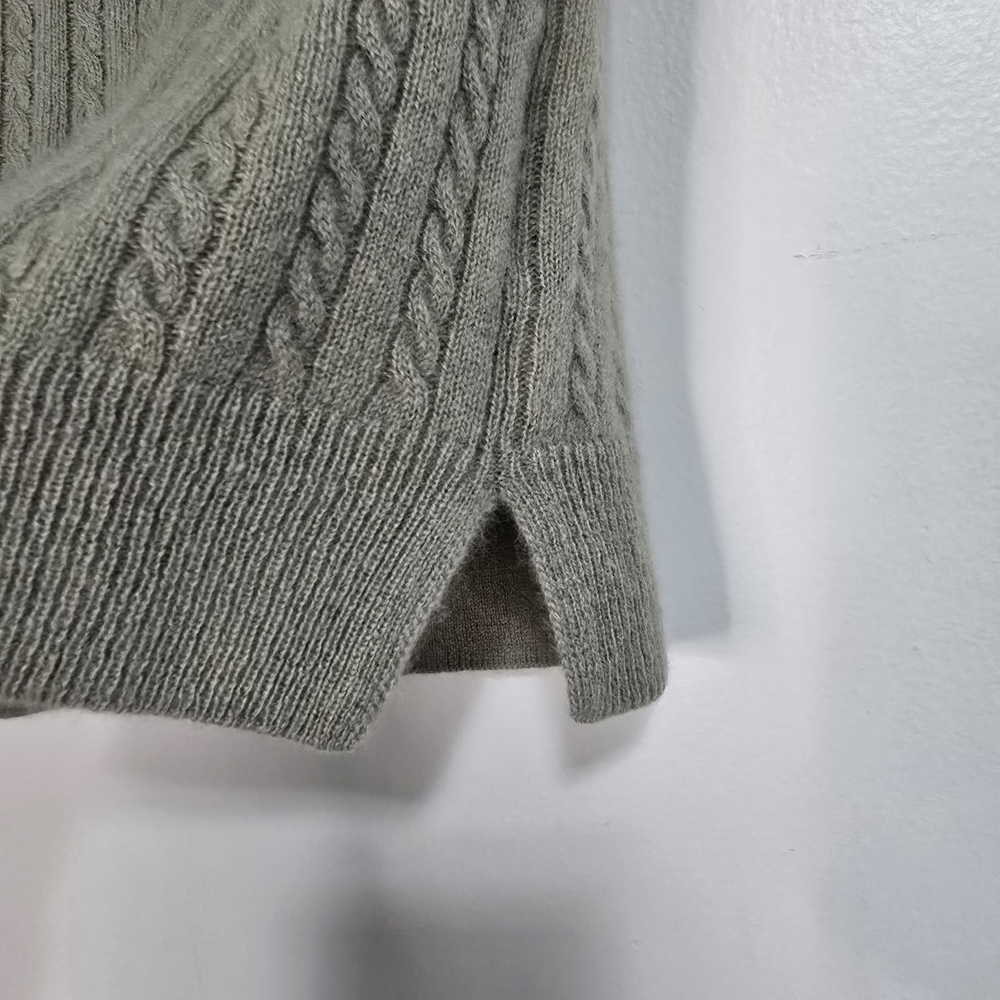 100% Cashmere Sweater Vest in Green Cable Knit Soft - Picture 4 of 8